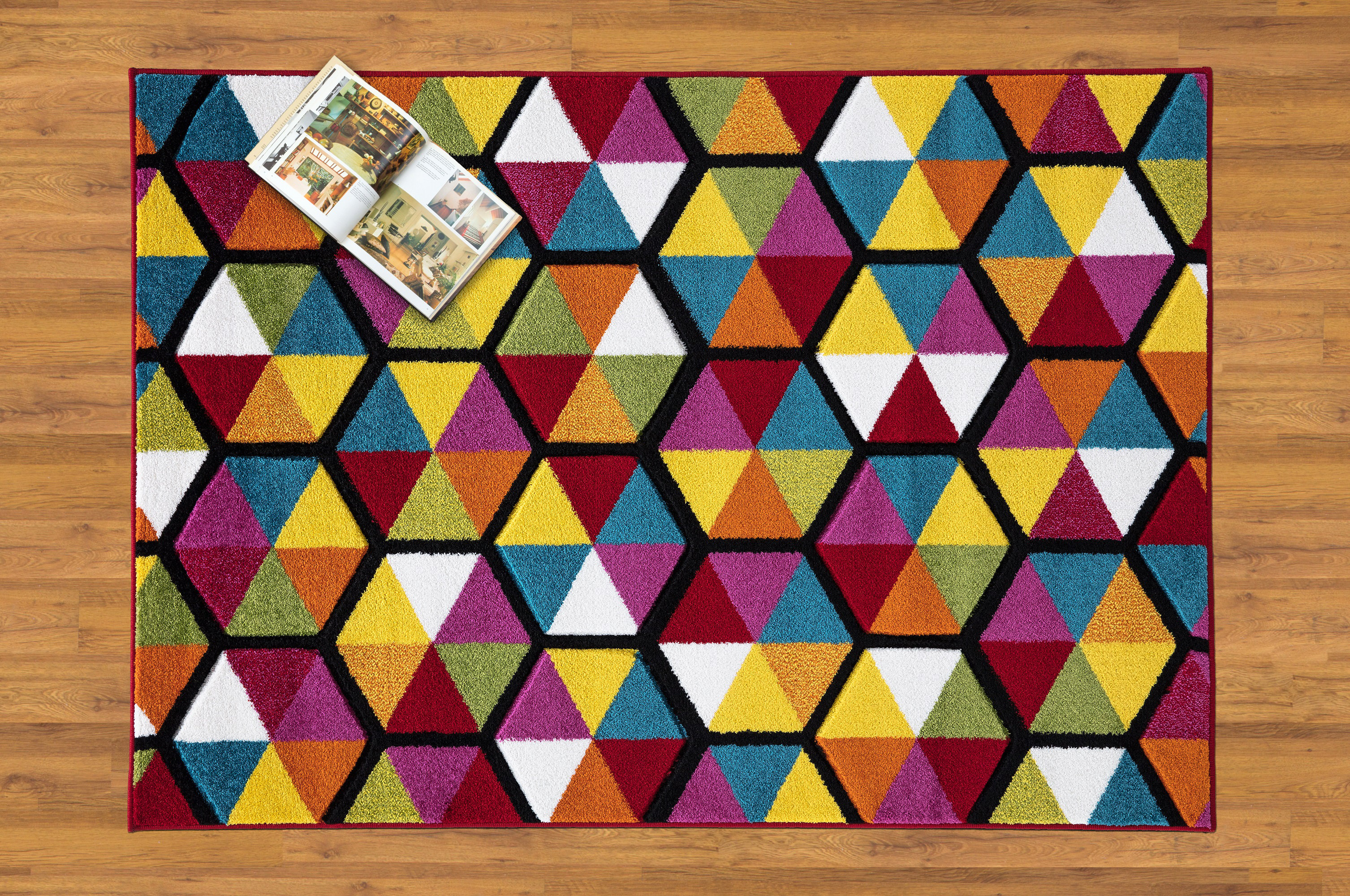 17 Stories Carved Hexagon Tufted Multicolour Rug | Wayfair.co.uk