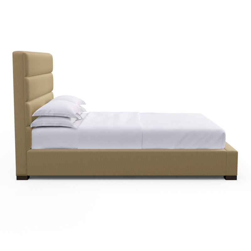 Lit tapissier Boyd, Double, Brun foncé, Cuir rétro albâtre