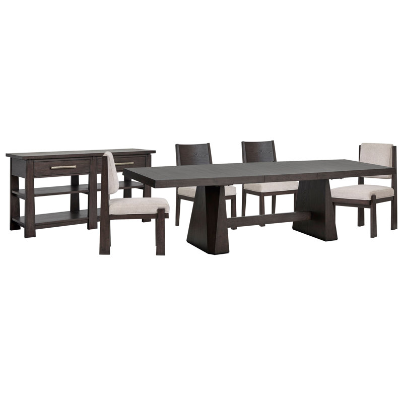 Table de salle à manger Makaylee à double caisson extensible avec 2 chaises d'appoint et 2 chaises d'appoint rembourrées