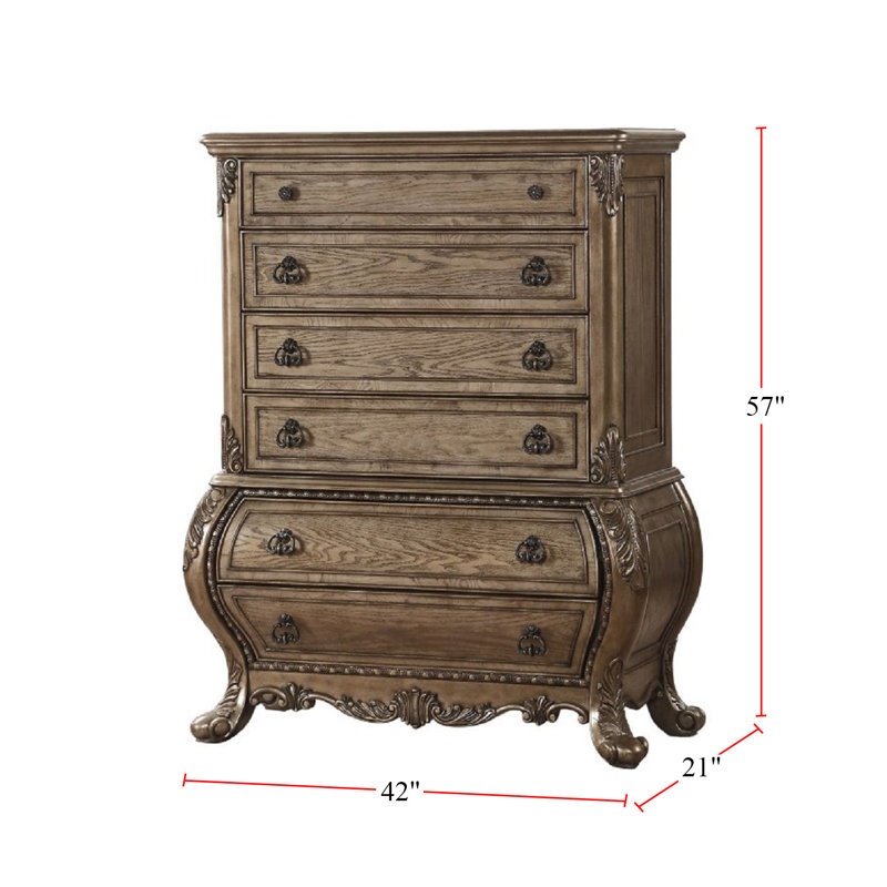 Commode l 6 tiroirs Shena, Chêne rétro