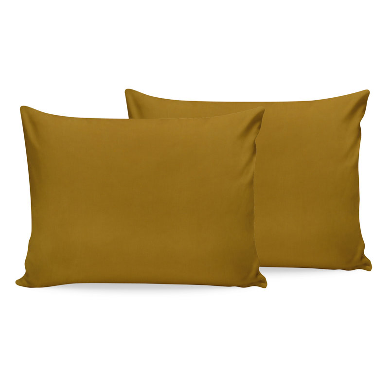 Taie d'oreiller 100% coton Cashan, Moutarde