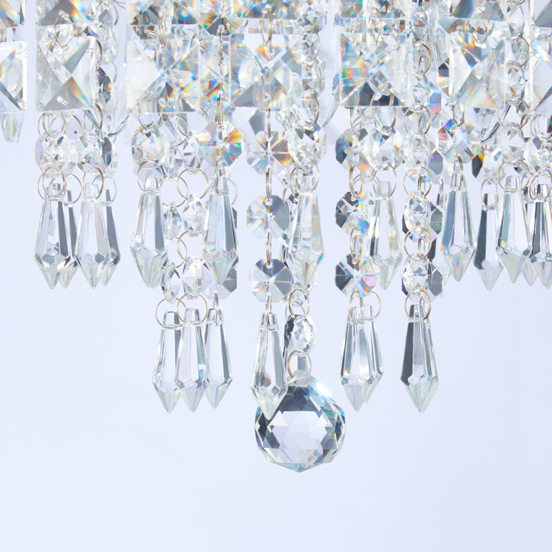 Cheyan 5-Light 11" Crystal Chandelier Ceiling Light Fixture with Flush Mount, Bronze