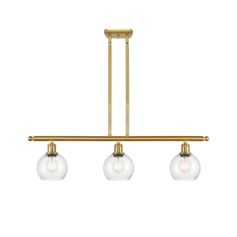Luminaire suspendu linéaire à 3 lumières pour îlot de cuisine Cindi, H 9,38 po x l 36 po x P 6 po, DEL, Or satiné