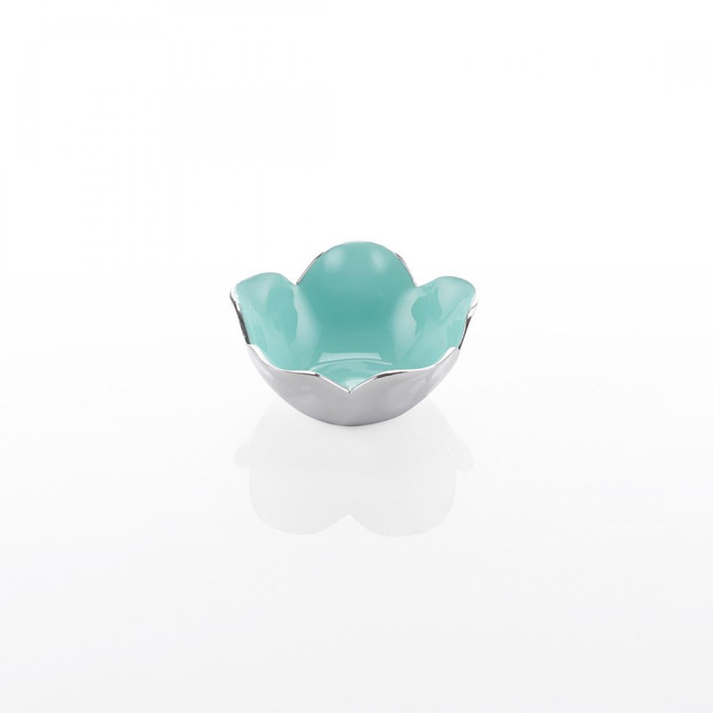 Bol décoratif abstrait en métal chic et luxueux, Aigue-marine