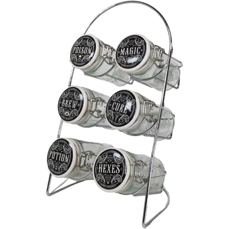 Support à épices avec 6 pots en verre Wicca