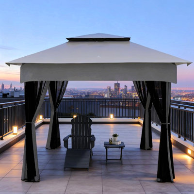 Pavillon de jardin pliable facile à installer, abri de jardin escamotable avec filet à fermeture éclair, sac de transport