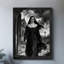 Art mural rétro noir et blanc avec nonne, impressions de style gothique-1363336384
