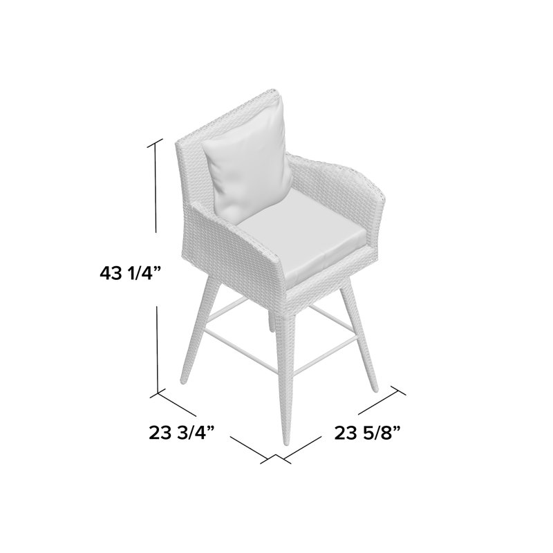 Carstarphen Polyethylene (PE) Wicker Outdoor Stool with Cushion, Black