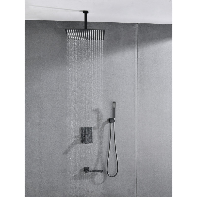 Ensemble de système de douche de plafond avec douche à main et pomme de douche 16 po