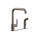 Purist® Two-Hole Kitchen Sink Faucet with 8" Spout and Matching Finish Sidespray