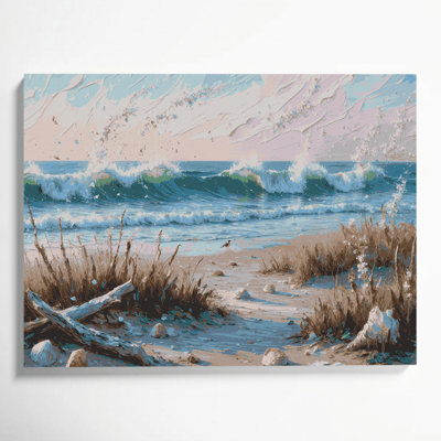 «Coastal Spring Beach», art mural sur toile grise