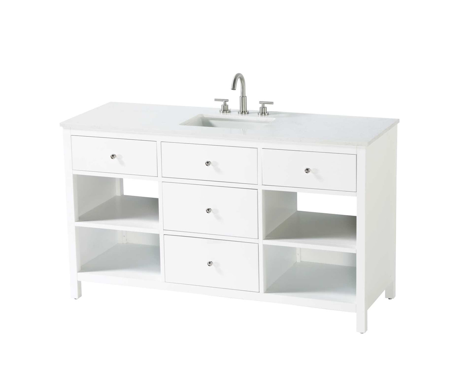 Single Bathroom Vanity, White/Chrome, 60"
