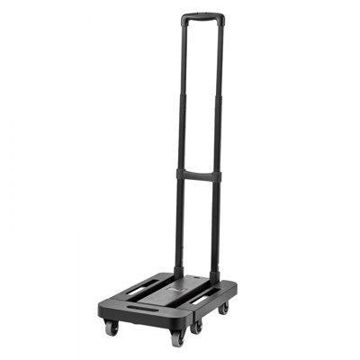 Folding Hand Truck, 500 lbs Load Capacity, Collapsible Luggage Cart with 6 Wheels, 2 Elastic Ropes & Expandable Base, Utility Dolly Platform Cart for Airport Travel Luggage Office Moving, Black