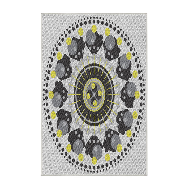 Laine tissée à la main et polyester noir/jaune/gris Tapis décoratif, Rectangle 2 pi x 3 pi
