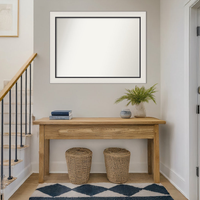 Ellie Non-Beveled Framed Wall Mirror, Silver Black, 32.5" x 43.5"