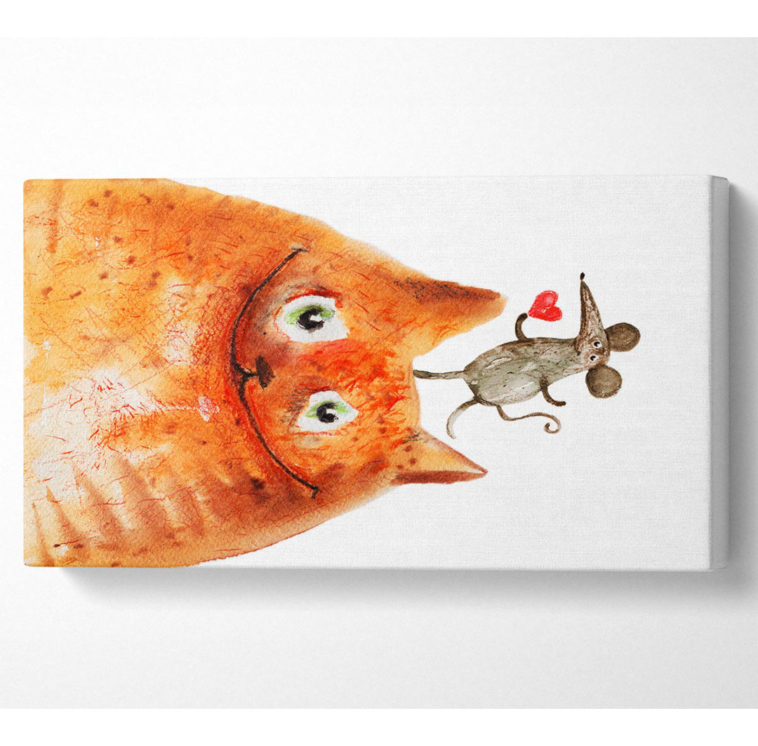 Katze und Maus Liebe - Kunstdrucke auf Leinwand - Wrapped Canvas