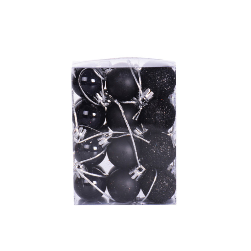 Ornement 24 boules en plastique, Noir