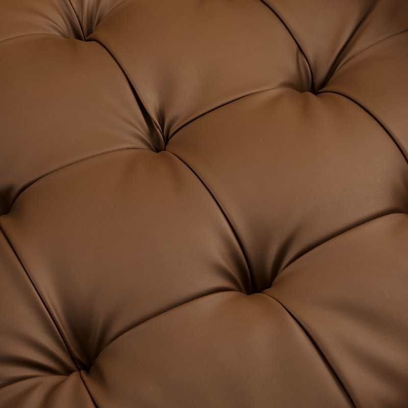 Upholstered Vegan Leather Accent Armchair, Brown Faux Leather