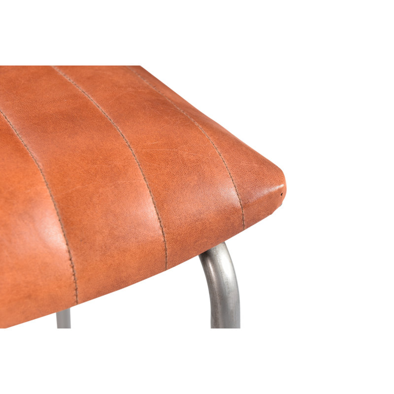 Ormond Industrial Leather Bar Stool with Recycled Steel Frame – 31" Counter Height 