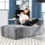 Canapé-lit en chenille moderne pour le salon - Mousse à rebond rapide, tissu élégant, siège confortable, design ergonomique minimaliste et plissé-1011264482