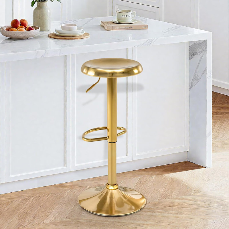 1Pc Bar Stools, Adjustable Height Swivel Bar Stools, Metal Airlift Barstools, Backless Counter Height Bar Chairs for Kitchen Dining Room Pub Cafe