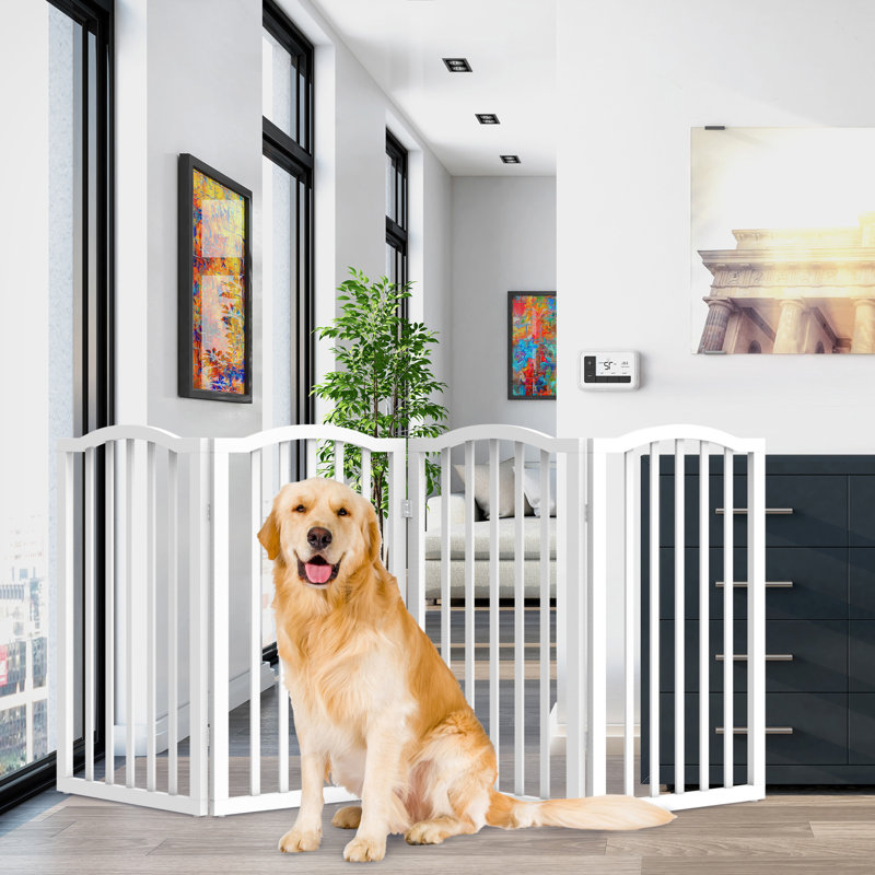 Wood Free Standing Pet Gate, White