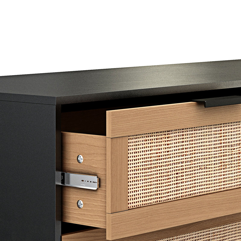 Junor Accent Chest, Black/Light Natural, Gold