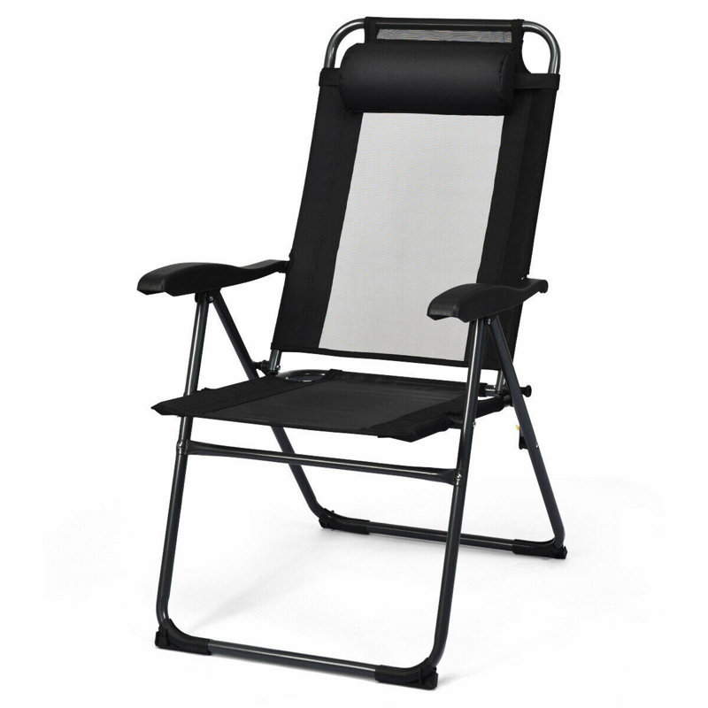 2 chaises de patio inclinables pliables réglables pour patio - noir