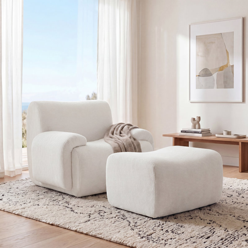 1 Seater Chenille Sofa, Ivory