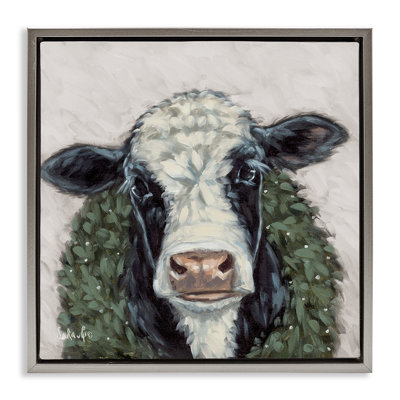 Art mural sur toile Vache tachetée avec couronne par Sara G. Designs