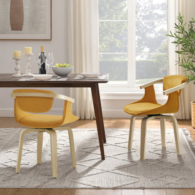 Wathen Fabric Upholstered Swivel Dining Arm Chair