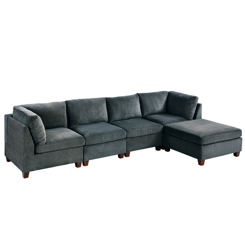 Gris - 5 pièces, revêtement en chenille et chaise