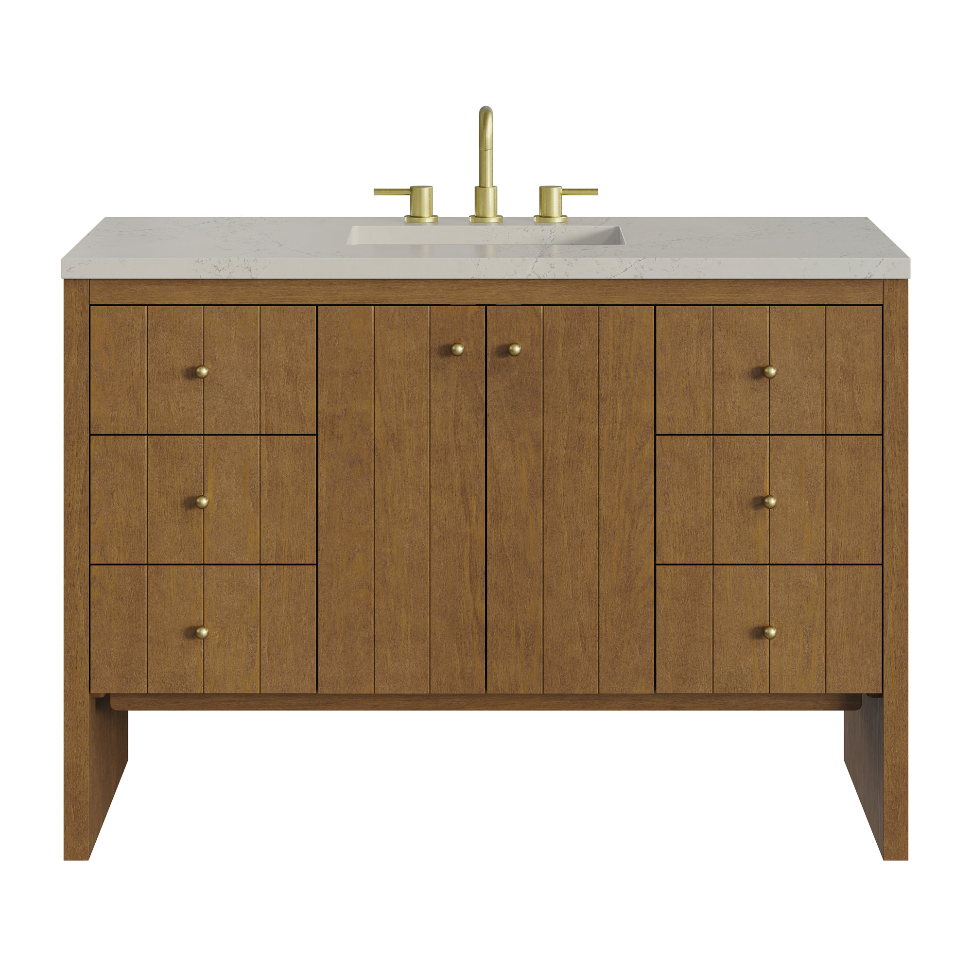 Hudson 48'' Single Bathroom Vanity, Honey Oak, Tajnar, 8" Widespread