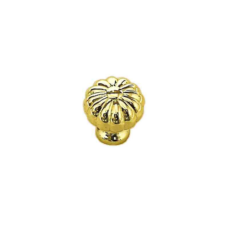 (5 Pack) 1-3/8 inch Large Pumpkin Knob, Polished Brass