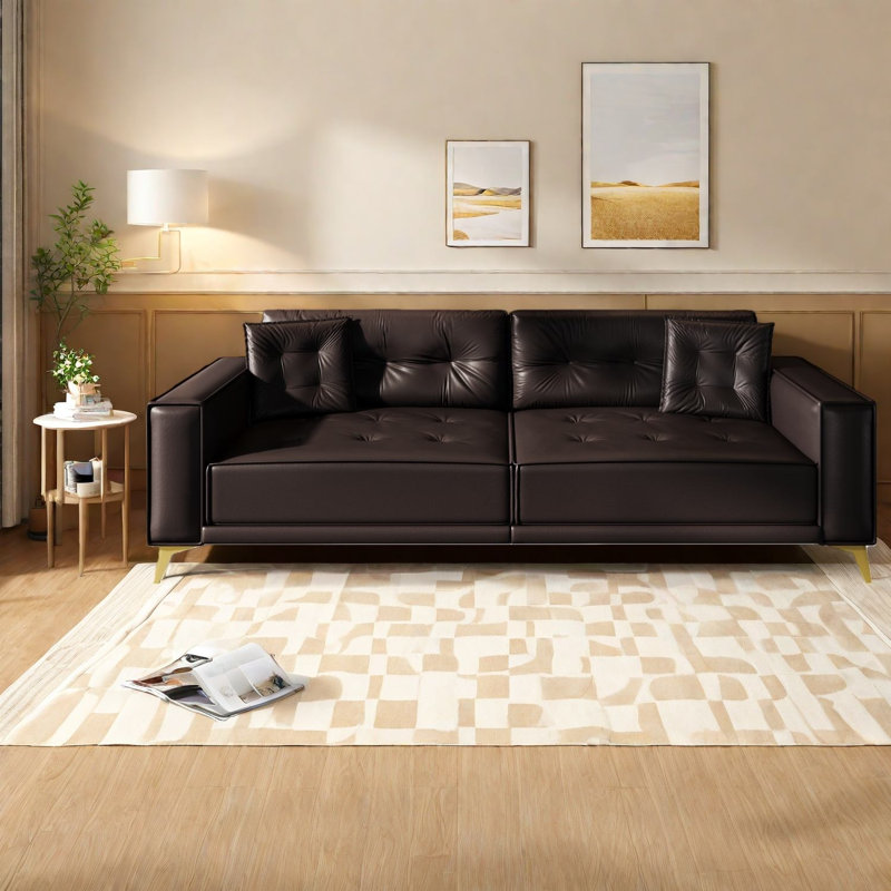 In 1 Extendable Sofas Faux Leather Modern Sleeper For Home
