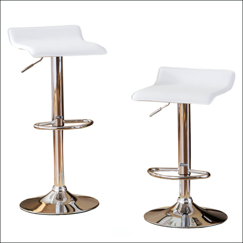 Tabourets pivotants ajustables Contemporary Chrome, Blanc