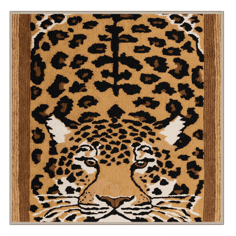  Tapis lavable à motif de gros chats Léopard, Carré 5 pi