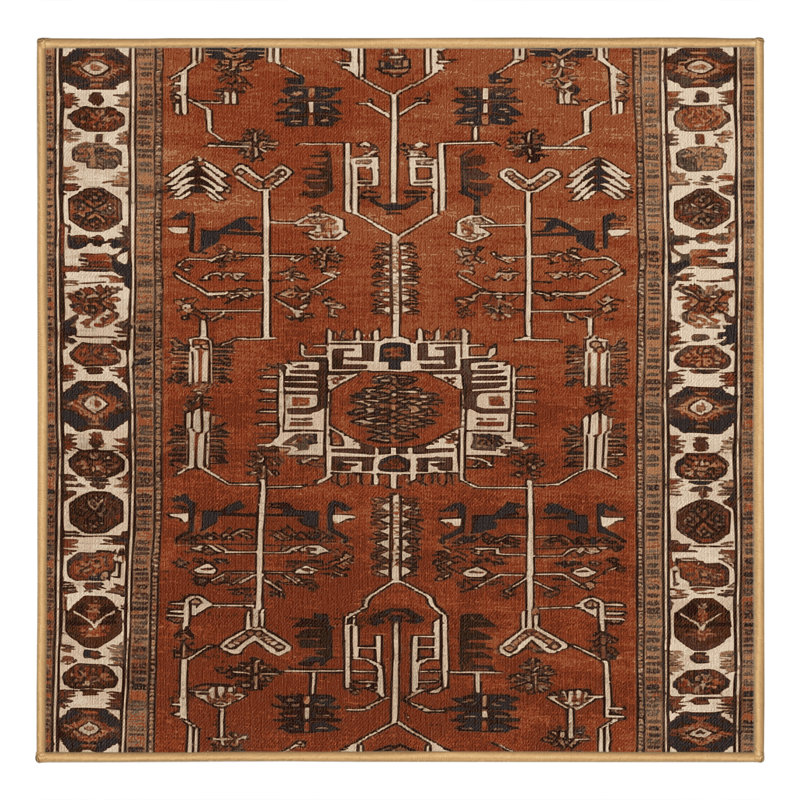Tapis brun lavable à la machine, Carré 6 pi