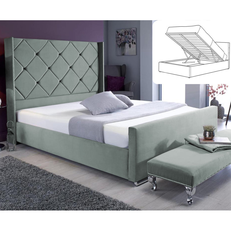 Upholstered Ottoman Storage Bed, Chrome, Single (3')
