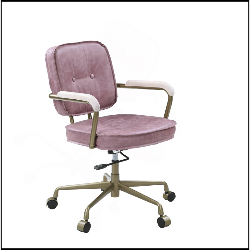 Top Grain Genuine Leather Task Chair, Pink