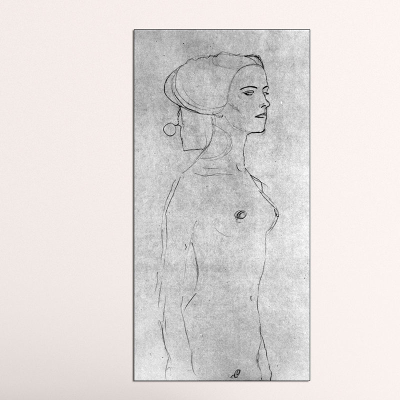 Half A Picture To The Right Schreitenden by Gustav Klimt - Wrapped Canvas Print, 140cm H x 70cm W x 1.8cm D