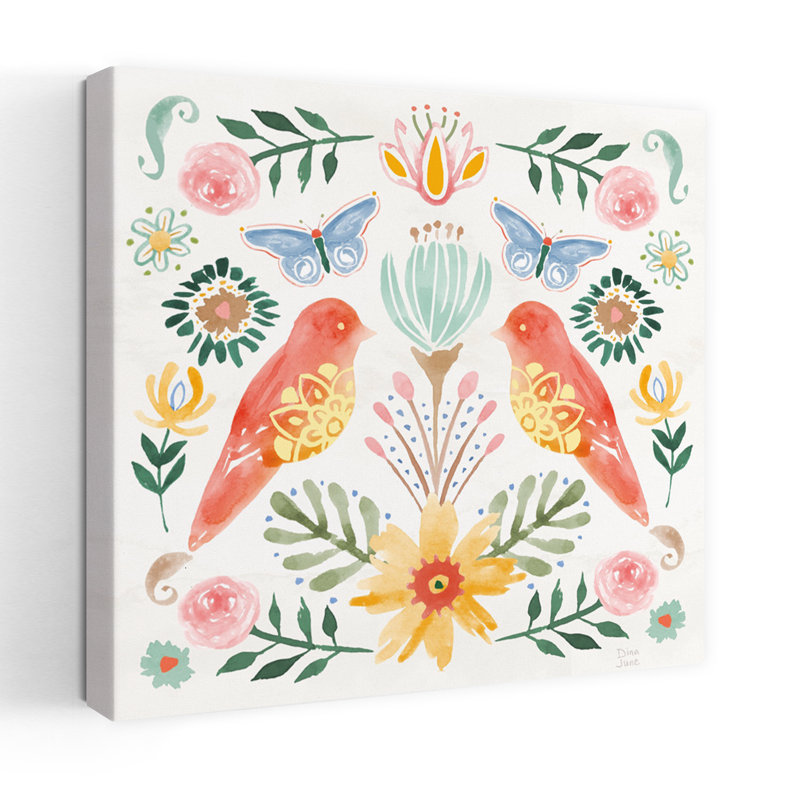 Fleurs sauvages sauvages, art abstrait avec papillon, H 36 po x l 36 po