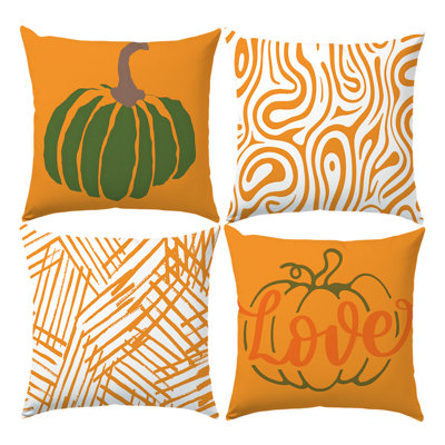 4 Pcs Abstract Pumpkins Pattern Decorative Pillow Covers