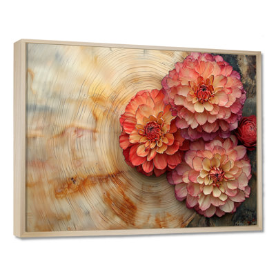 Chrysanthèmes fleurs sur un plateau en bois diapositive I - Décoration murale de chrysanthèmes