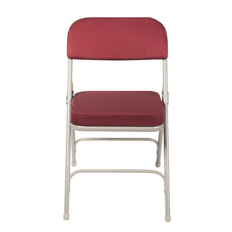Bernadine Deluxe Fabric Padded Folding Chair, Red/Gray