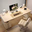 Bureau électrique à hauteur réglable en cuir à deux moteurs Modern Luxury (avec armoire à tiroirs) - 3 options de bureau disponibles-849146299-849146298