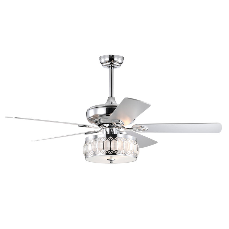 Ventilateur de plafond chromé 3 lumières 52 "+ télécommande, maison de campagne traditionnelle rustique bohémien rustique chalet transitionnel pour la maison, la cuisine, le salon