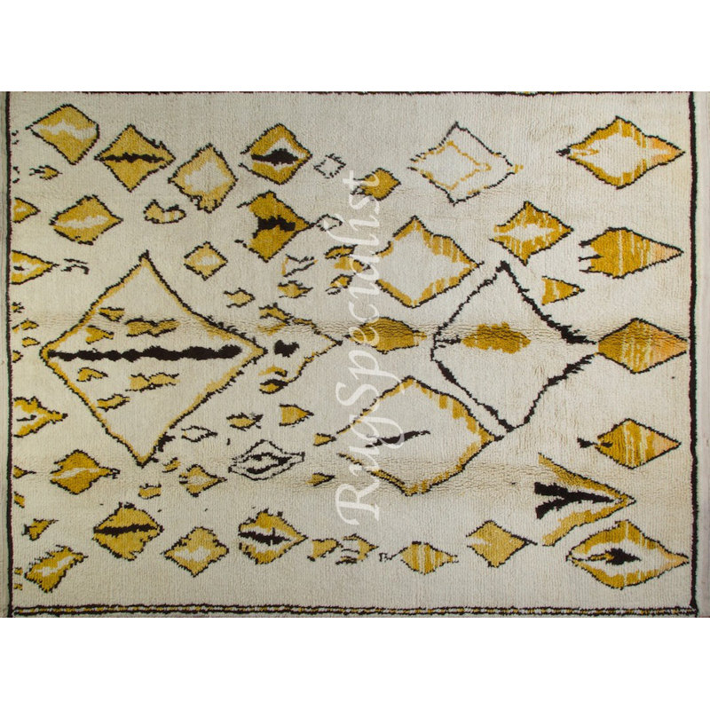 Nouveau tapis marocain contemporain noué à la main en laine naturelle. Options personnalisées disponibles.