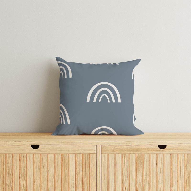Coussin Plain Bows, Bleu / Ivoire, H 20 po x l 20 po