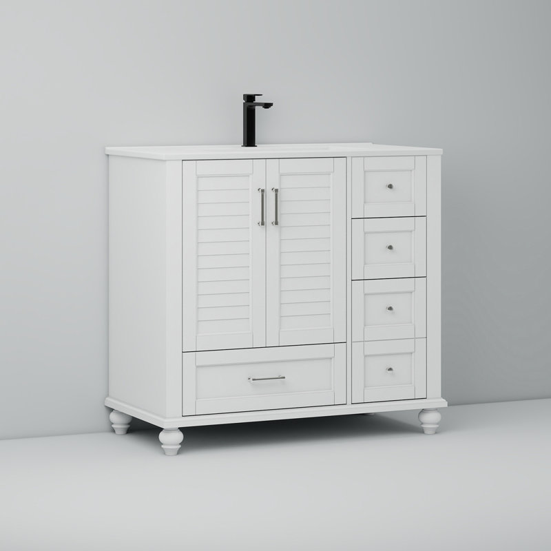 36" Bathroom Vanity With Sink Set, White